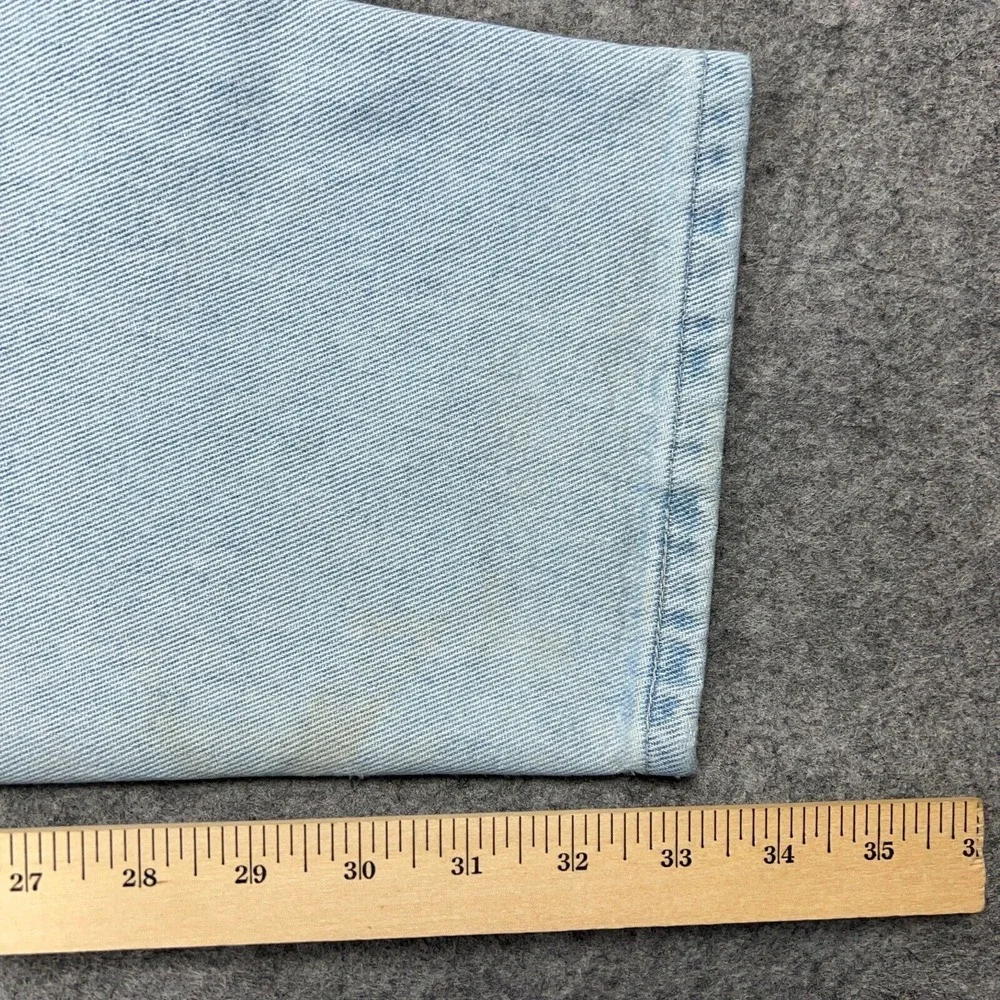 VTG Lee Jeans Womens 32x34 Blue High Rise Tapered Mom Distressed Denim Pants USA